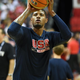 Paul George shoots free throws as he warms up before a USA Basketball showcase at the Thomas & Mack Center in Las Vegas Aug. 1, 2014.
Ethan Miller/Getty Images